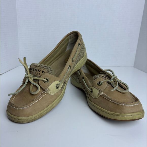 Sperry Top Sider Women Sz 7m Classic Angelfish Boat Shoe Oat Tan Leather 9102047 - Picture 1 of 8